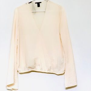 Forever 21 Creme Satin long bell sleeve blouse